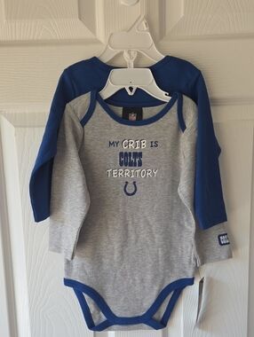Indianapolis Colts Baby Bodysuits 6-12M, 18M 2pc Long Sleeve 100% Cotton NWT